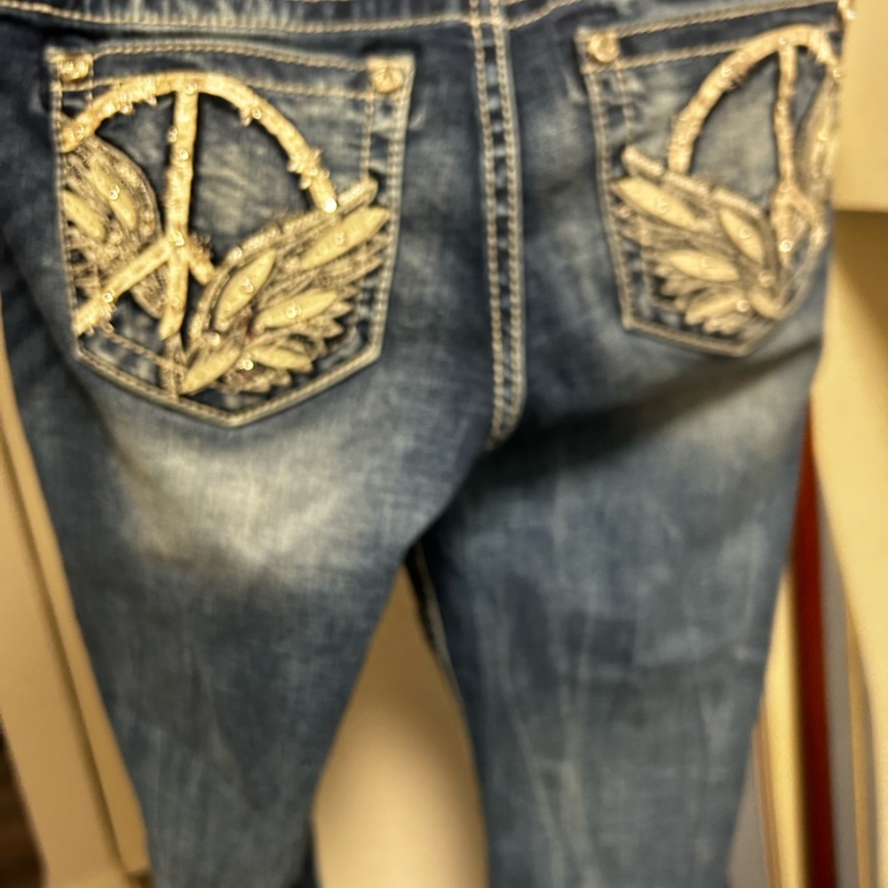 Miss Me Denim Jeans with Wing Embellishments